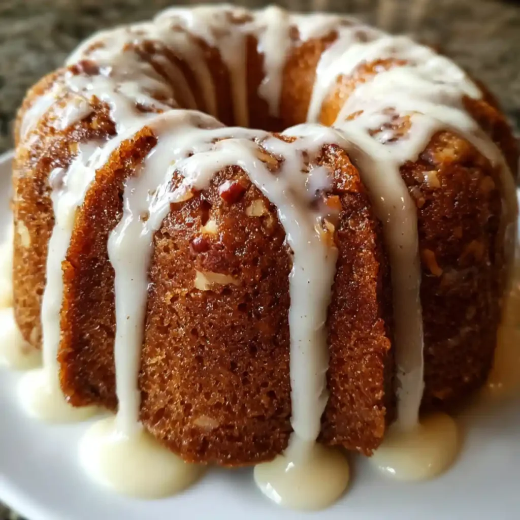 Cinnamon Pecan Bundt Cake With Vanilla Glaze