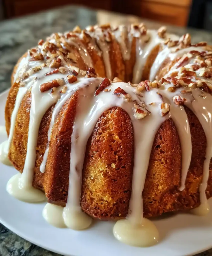 Cinnamon Pecan Bundt Cake With Vanilla Glaze Recipe