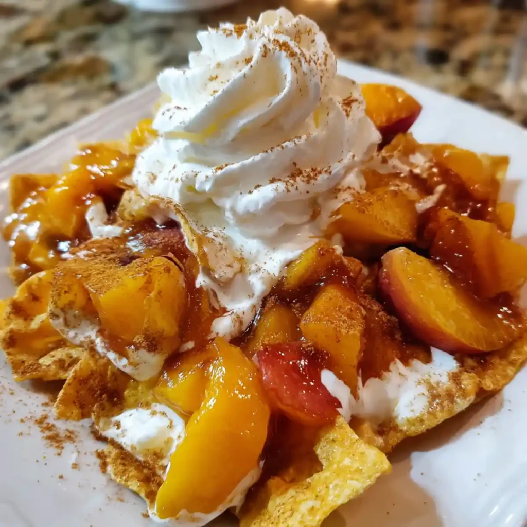 Peach Cobbler Nachos Recipe With Whipped Cream
