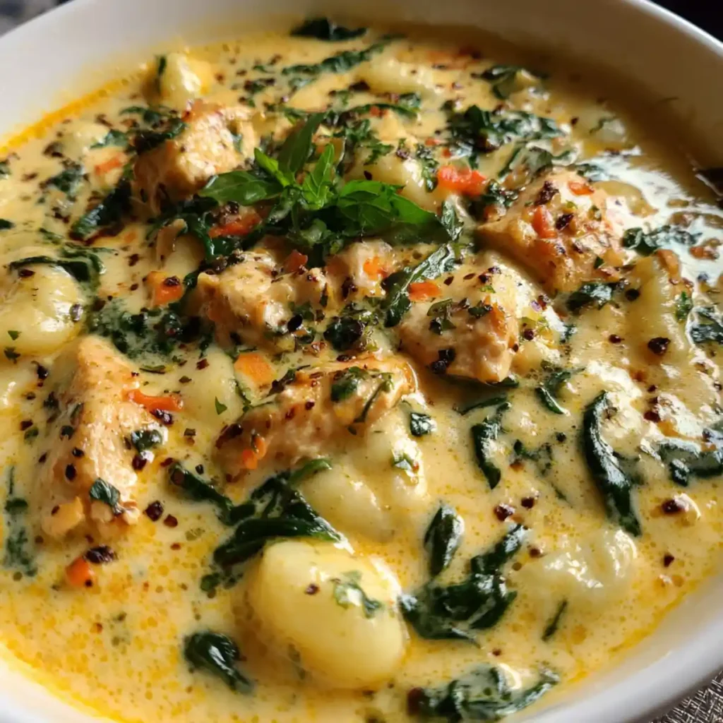 Creamy Chicken Gnocchi Soup Recipe With Spinach