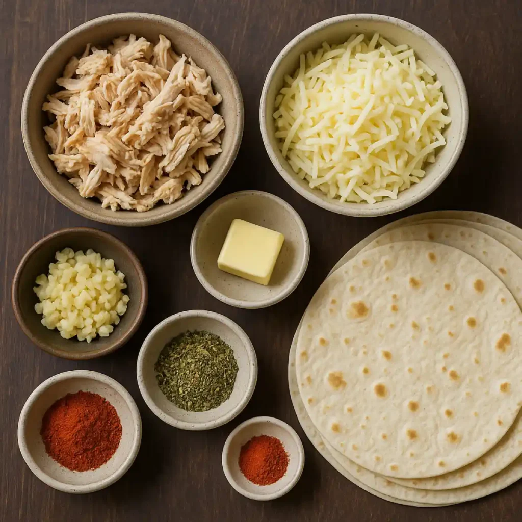Cheesy Garlic Chicken Wraps Ingredients