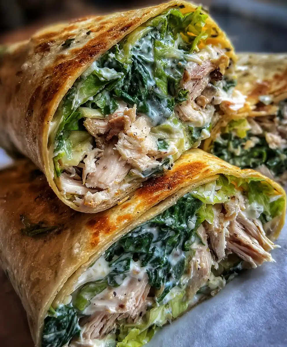 Chicken Caesar Wrap with Romaine and Creamy Dressing
