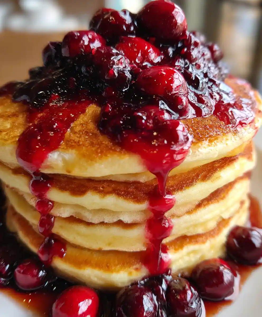 Classic Fluffy Pancake Recipe with Warm Berry Compote