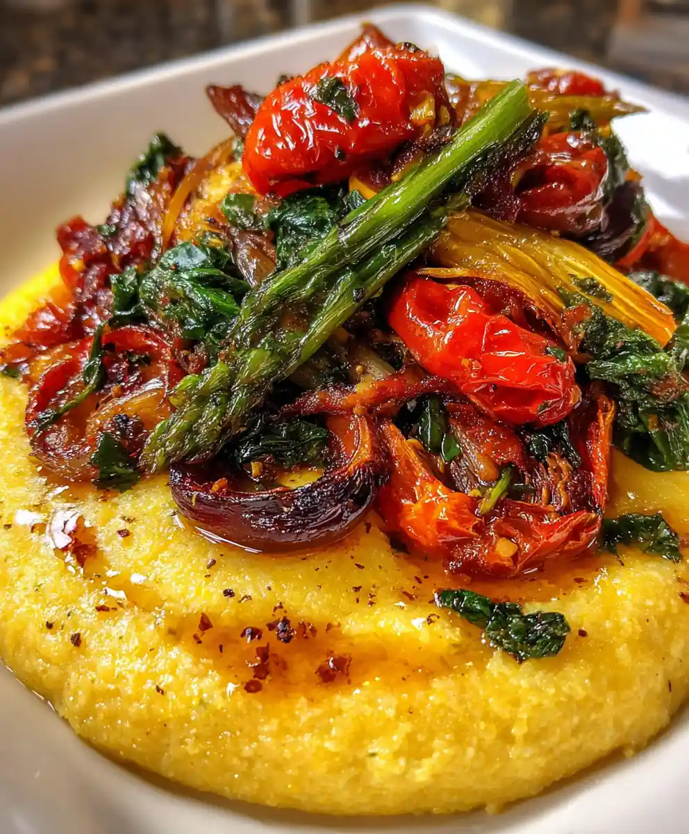 Creamy Parmesan Polenta Recipe with Roasted Vegetables