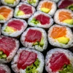 Hand Rolled Sushi Rolls With Fresh Fish And Avocado 1759045587.3744404