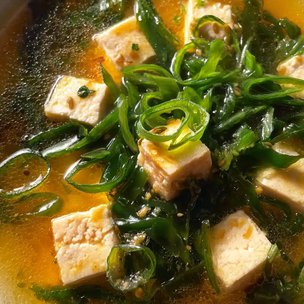 Savory Miso Paste Soup with Tofu and Scallions