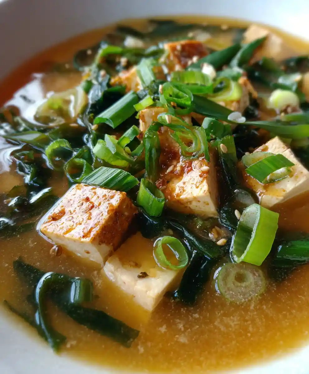 Savory Miso Paste Soup with Tofu and Scallions