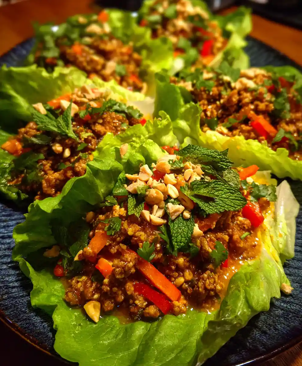 Thai Chicken Lettuce Wraps With Peanut Sauce 7 thai chicken lettuce wraps with Peanut Sauce