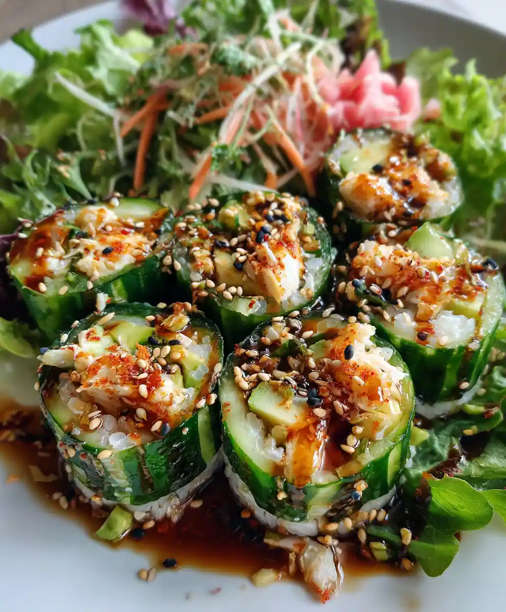 California Roll Cucumber Salad Sesame Rice Vinegar