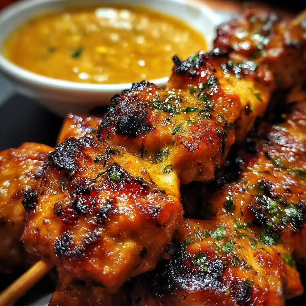 Chicken Satay Recipe Skewers with Peanut Dip
