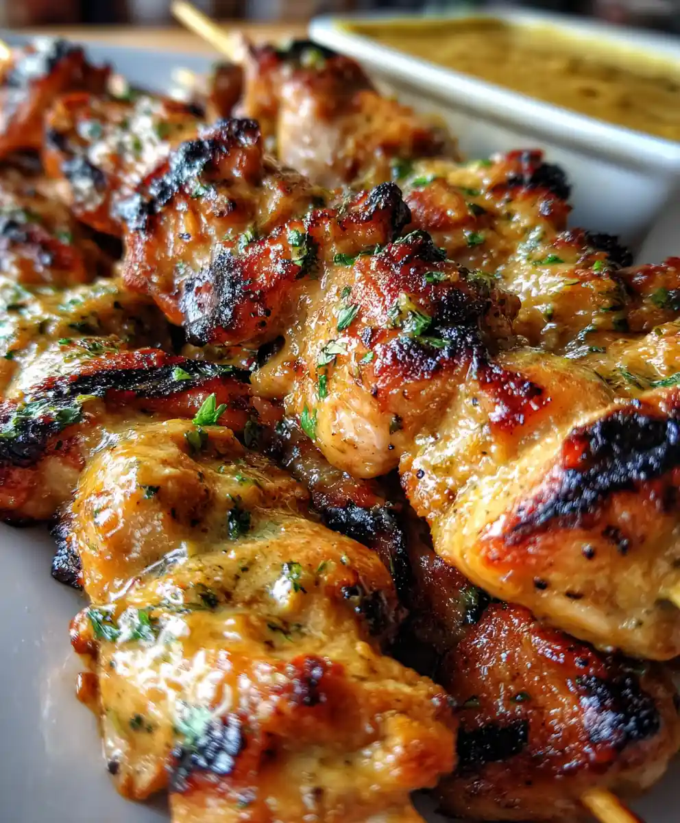 Chicken Satay Recipe Skewers with Peanut Dip