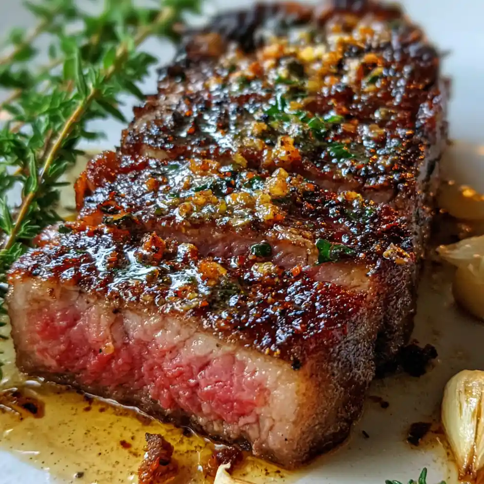 New York Strip Steak Recipe Pan-Seared with Thyme