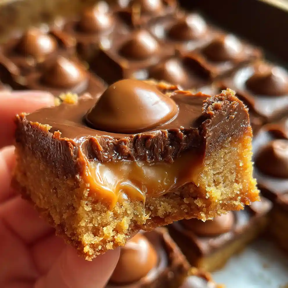 Peanut Butter Blossoms Tray-Bake Cookies