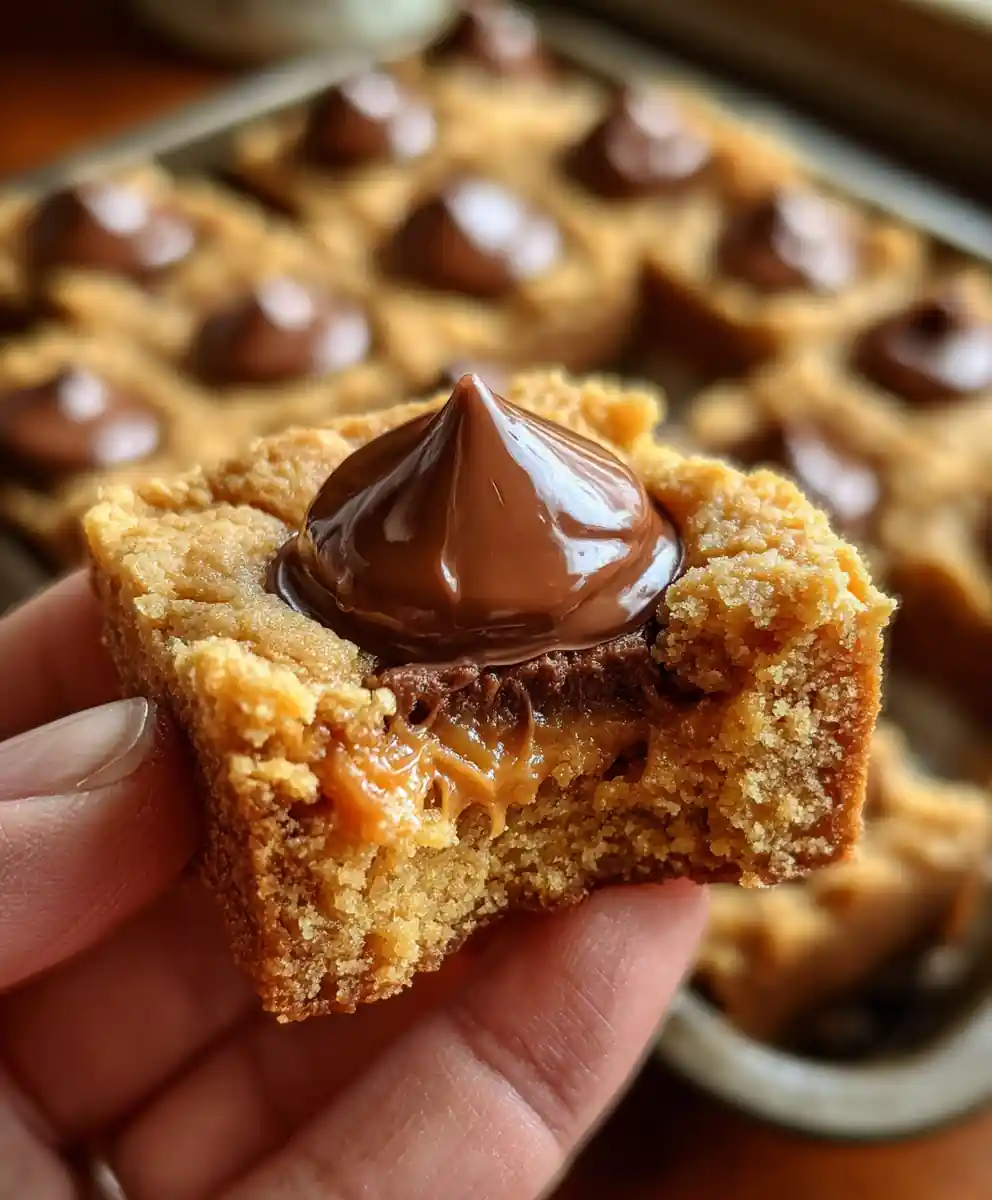 Peanut Butter Blossoms Tray-Bake Cookies