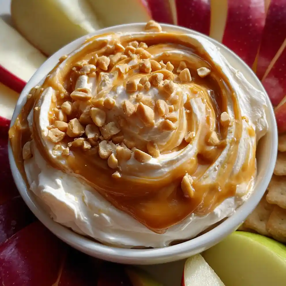apple dip recipe Caramel Swirl With Crushed Peanuts