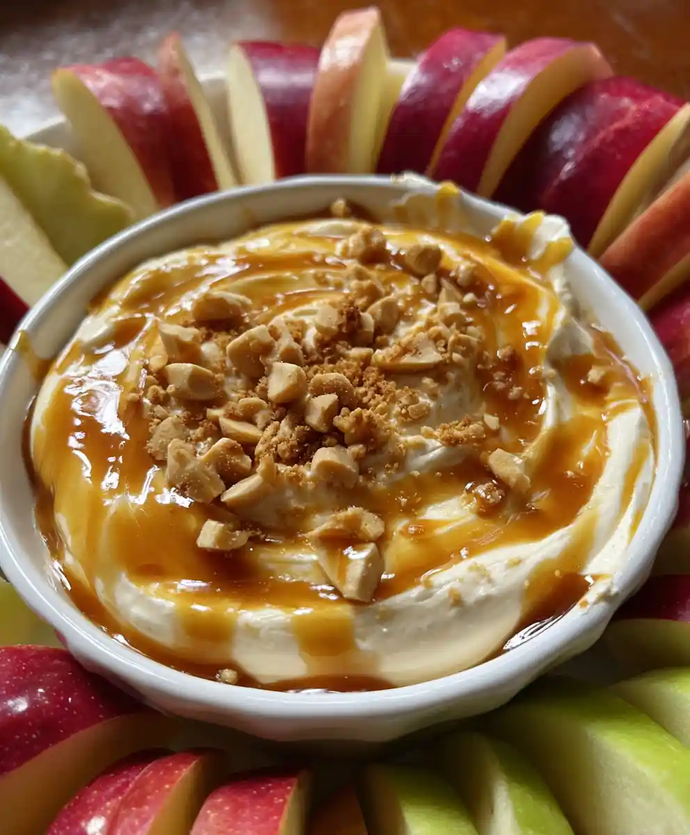 apple dip recipe Caramel Swirl With Crushed Peanuts