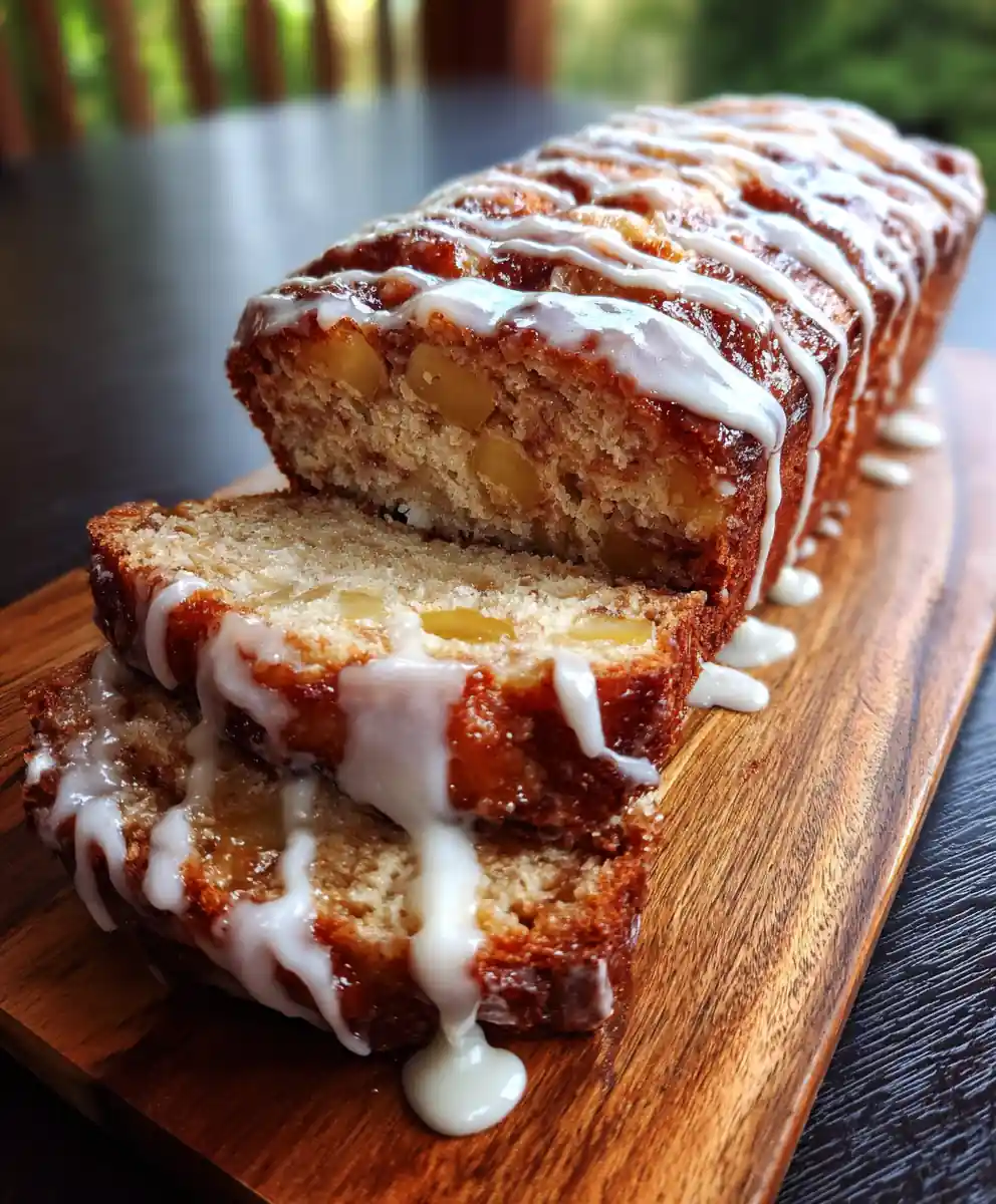 apple fritter bread recipe Cinnamon Glaze With Apple Chunks