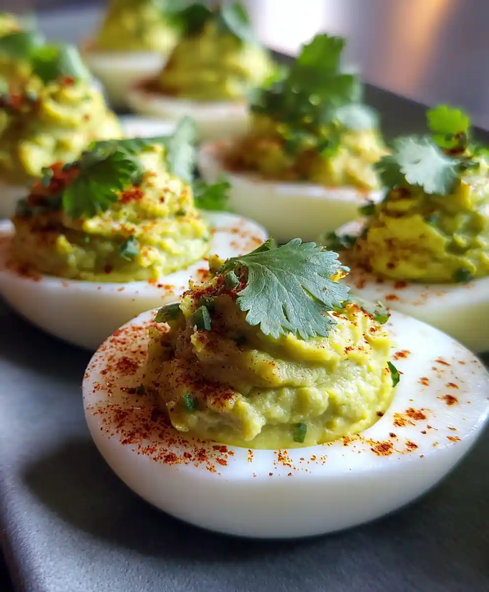 Avocado Deviled Eggs Recipe With Chili-Lime Green Mash 7 avocado deviled eggs recipe With Chili-Lime Green Mash