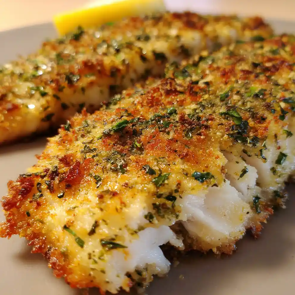 baked tilapia recipe With Lemon Herb Golden Crust