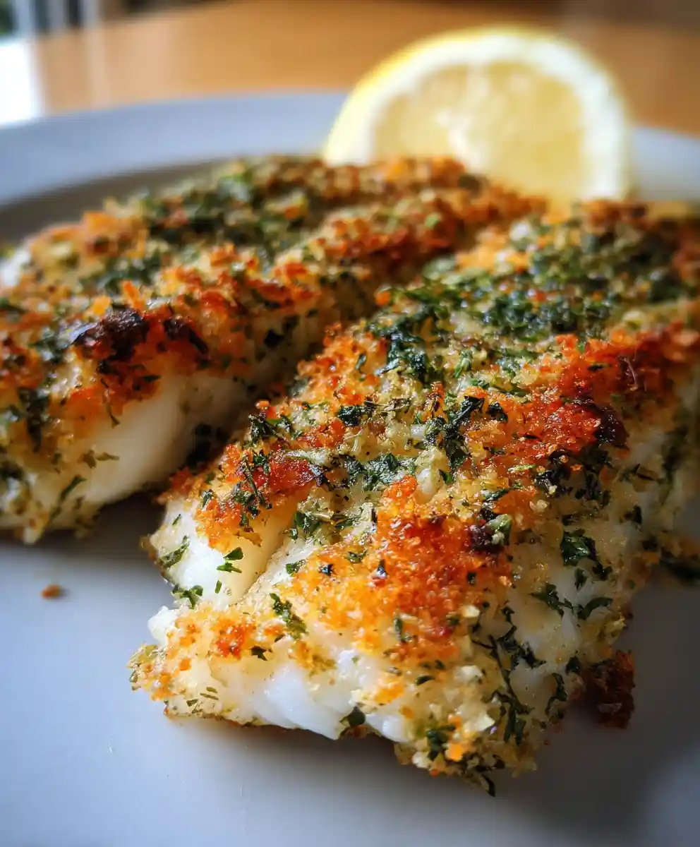 baked tilapia recipe With Lemon Herb Golden Crust