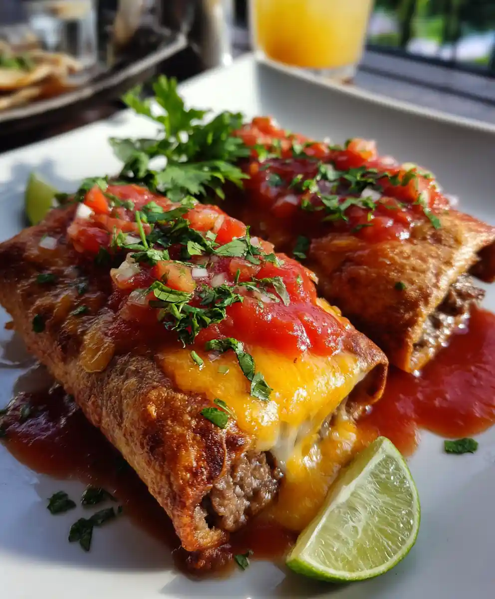 beef chimichanga recipe Sunset Salsa Smothered