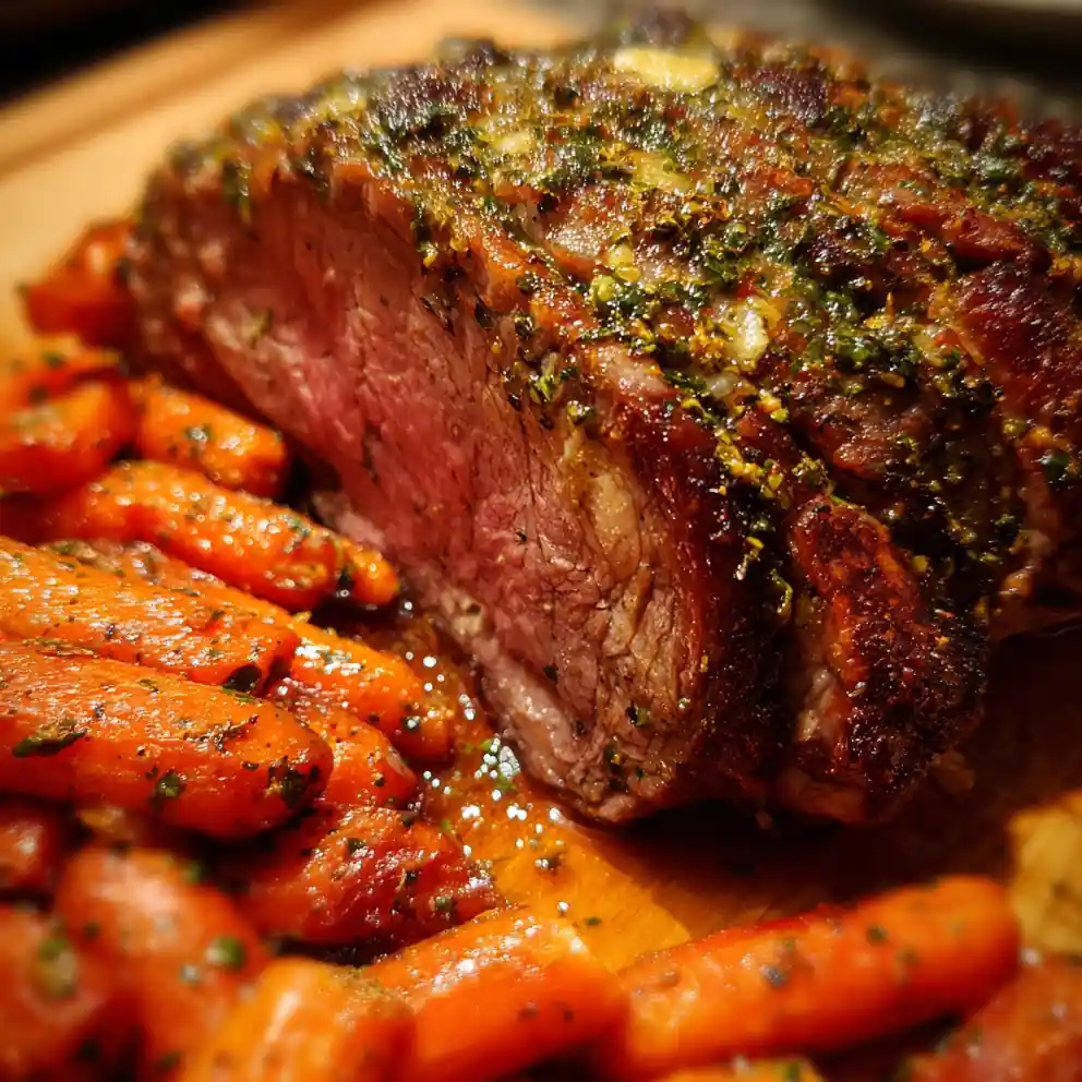 beef shoulder roast recipe Herb-Crusted Roast with Ruby Carrots