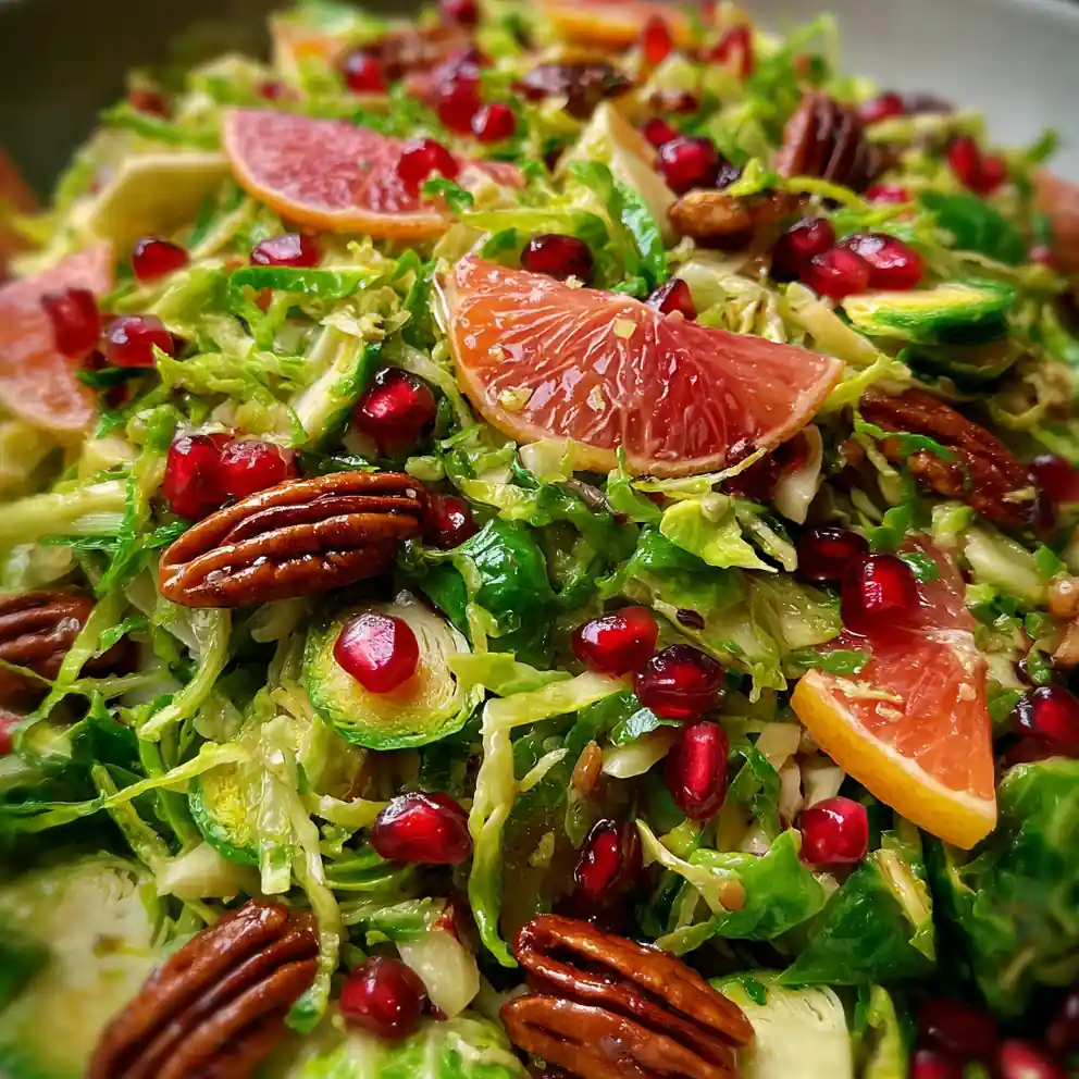 Brussel Sprout Salad Recipe With Pink Grapefruit And Pomegranate Jewels 6 brussel sprout salad recipe With Pink Grapefruit And Pomegranate Jewels
