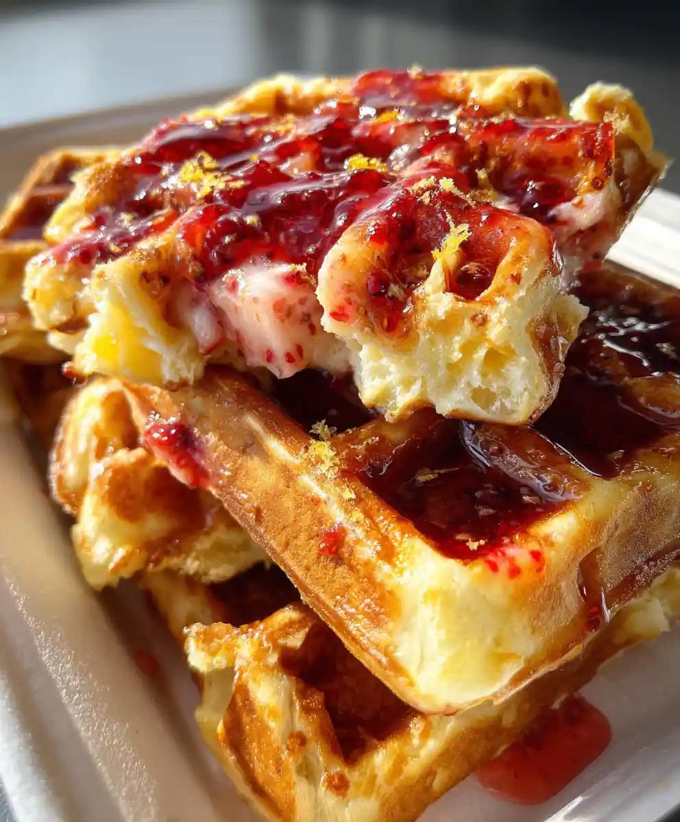 buttermilk waffles recipe With Strawberry Ripple And Lemon Zest