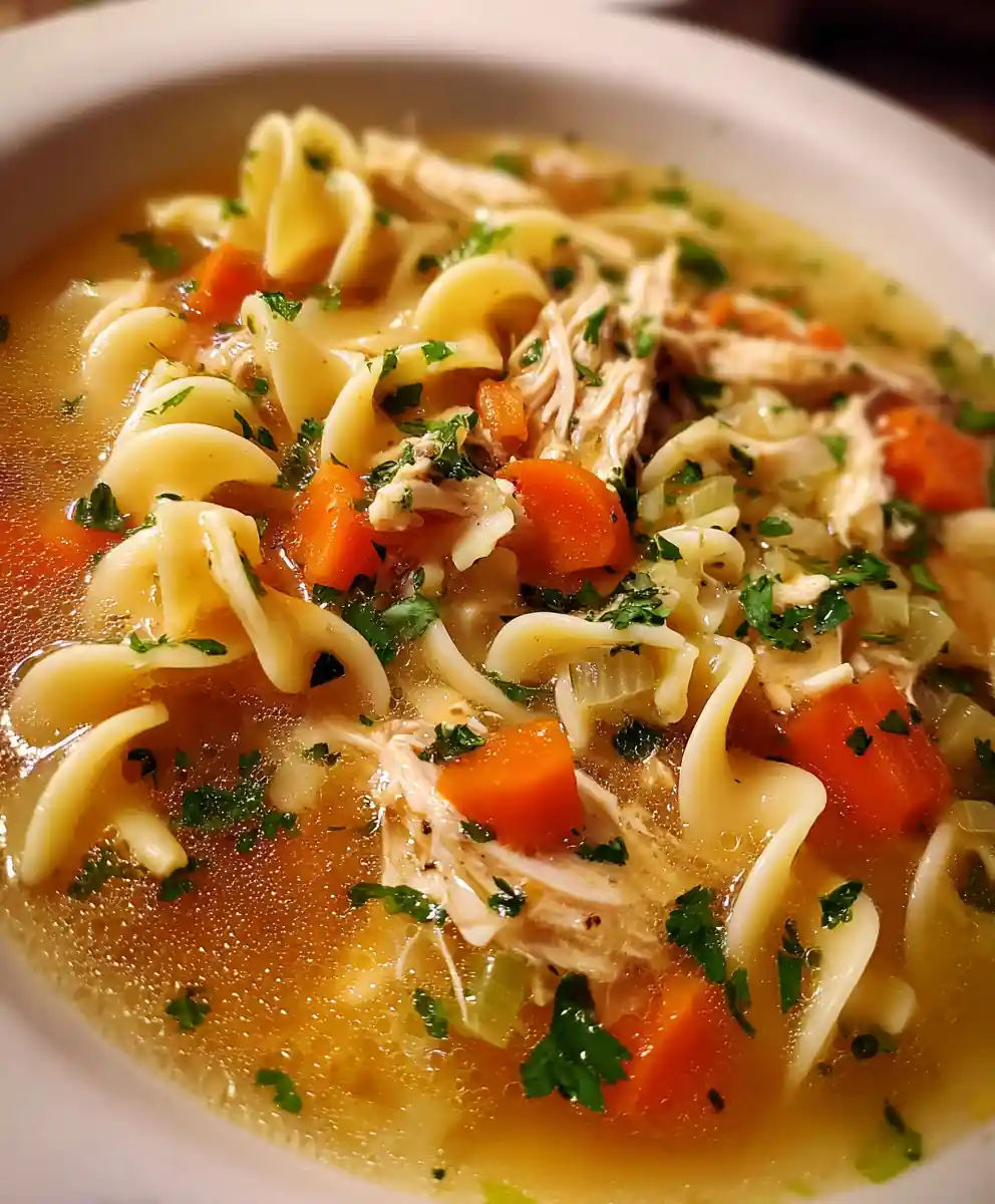 Chicken Noodle.Soup Recipe With Bright Carrot And Parsley Confetti 7 chicken noodle.soup recipe With Bright Carrot And Parsley Confetti