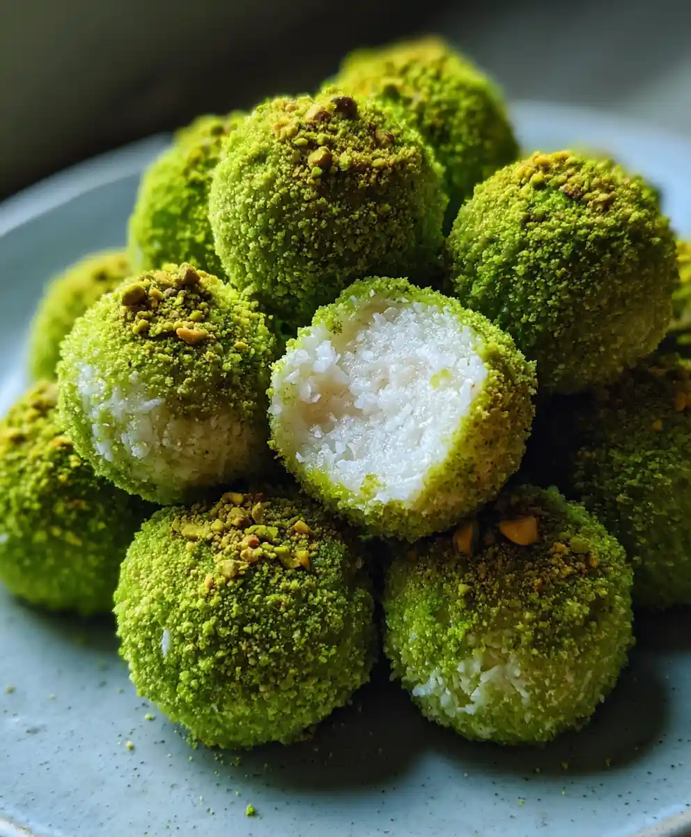 coconut balls recipe With Rosewater Pistachio Dust