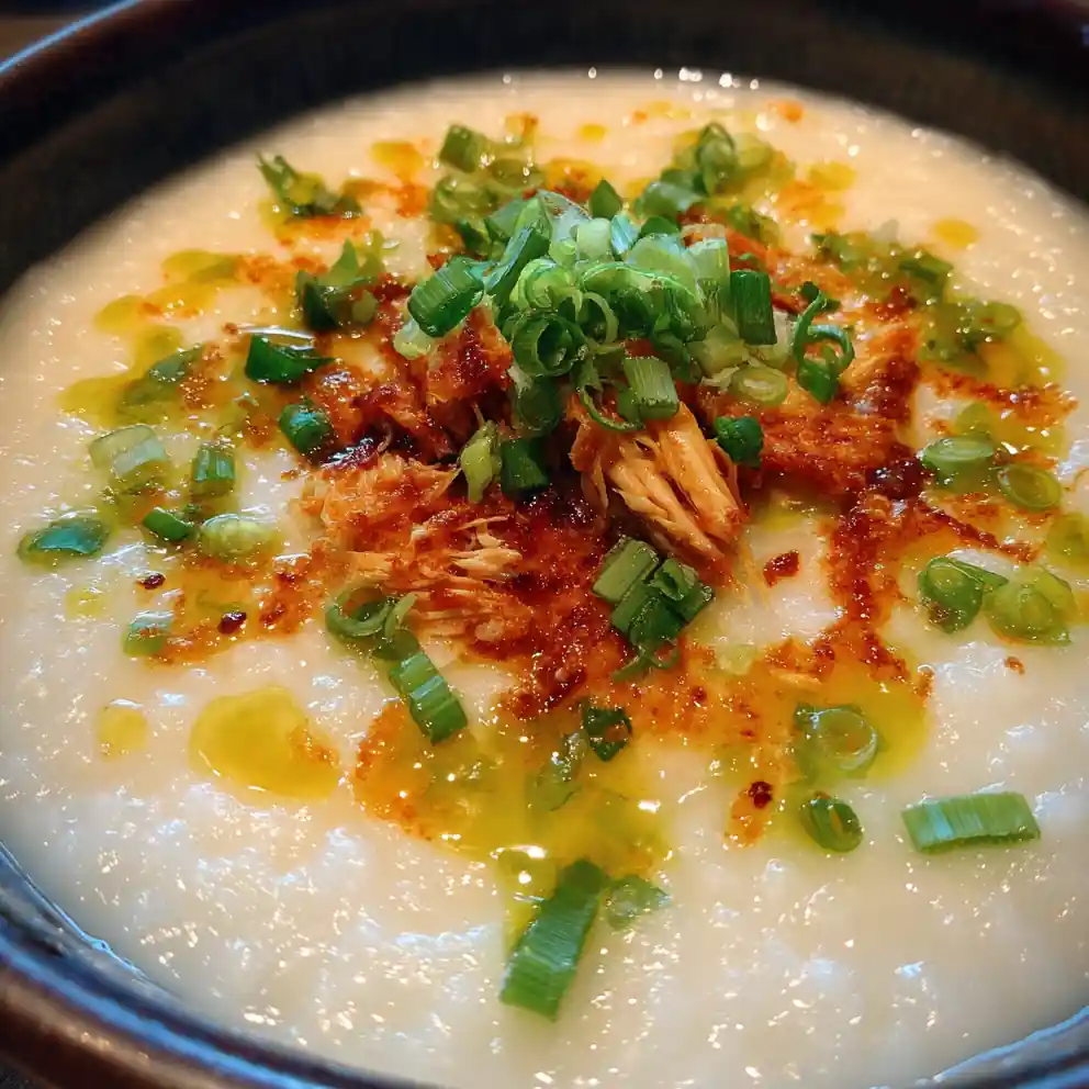 congee recipe With Jade Scallion-Ginger Oil