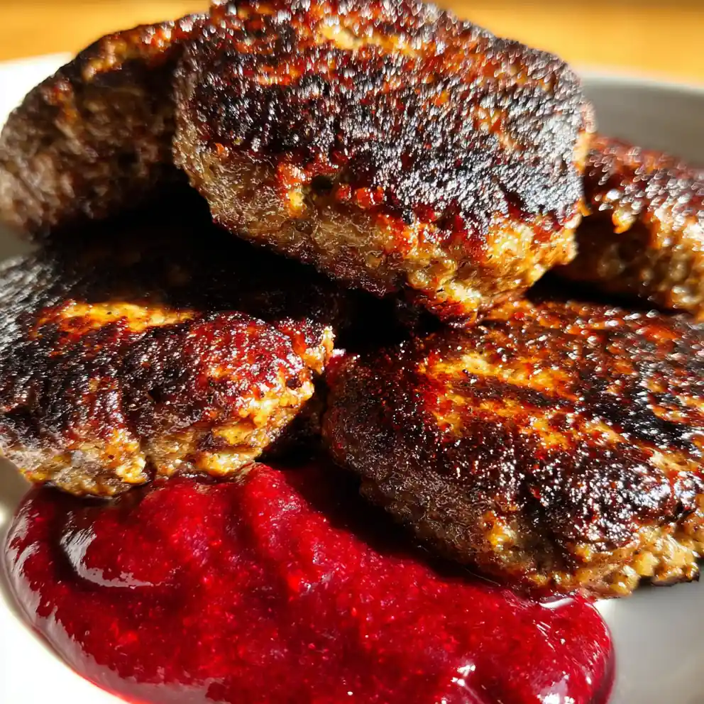 deer burger recipe With Beet Ketchup Splash