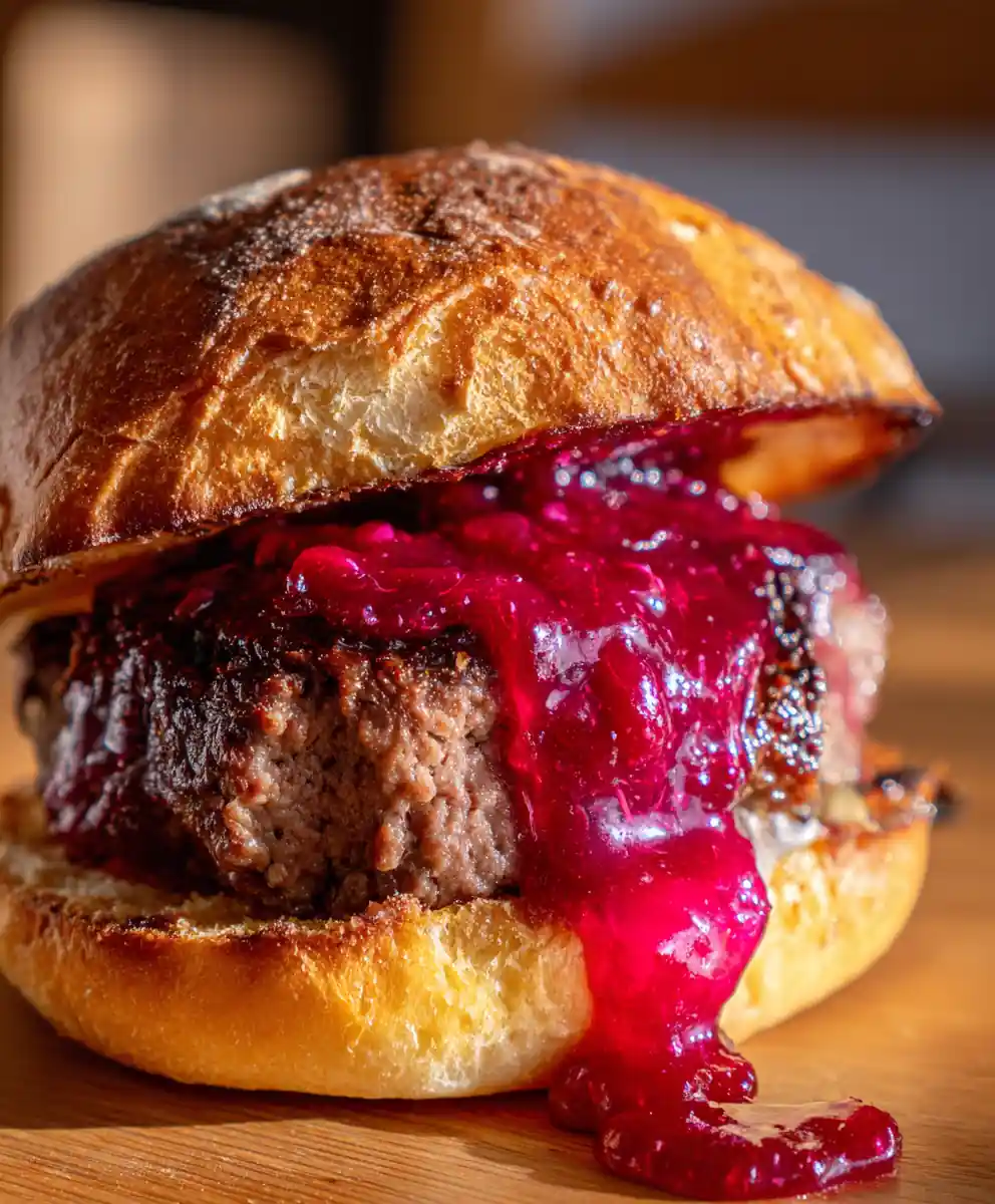 deer burger recipe With Beet Ketchup Splash