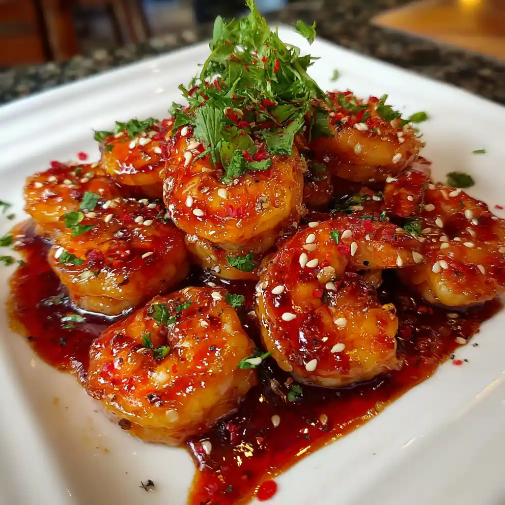 Firecracker Shrimp Recipe Chili Red Glaze With Sesame 1761529409.3903263