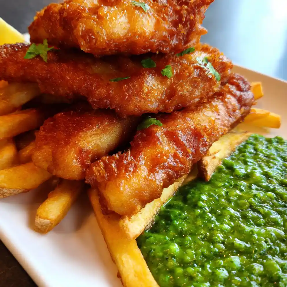 fish and chips recipe With Pea-Mint Green Smash