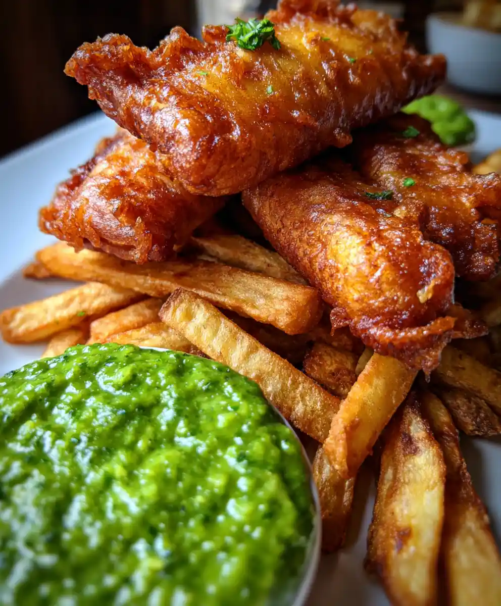 fish and chips recipe With Pea-Mint Green Smash