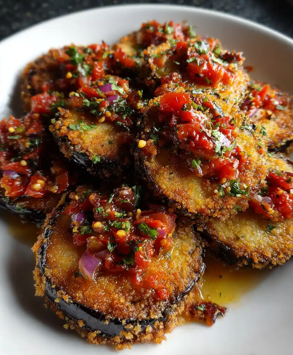 fried eggplant recipe With Crimson Tomato Relish