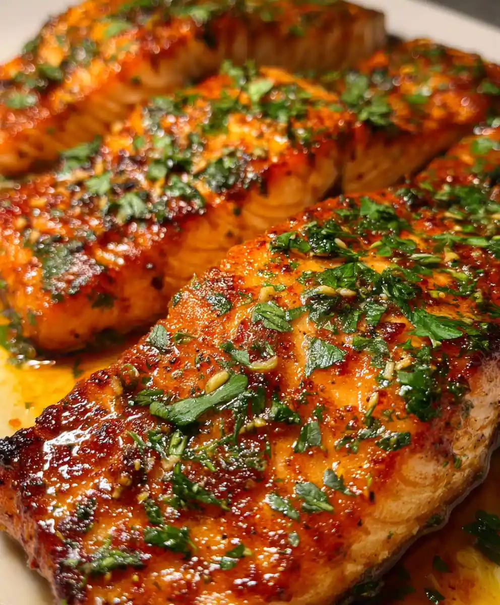 garlic butter salmon recipe With Lemon-Paprika Gloss