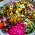 Greek Bowl Recipe Lemon Herb Chicken With Beet Tzatziki Splash 1761409391.6917307