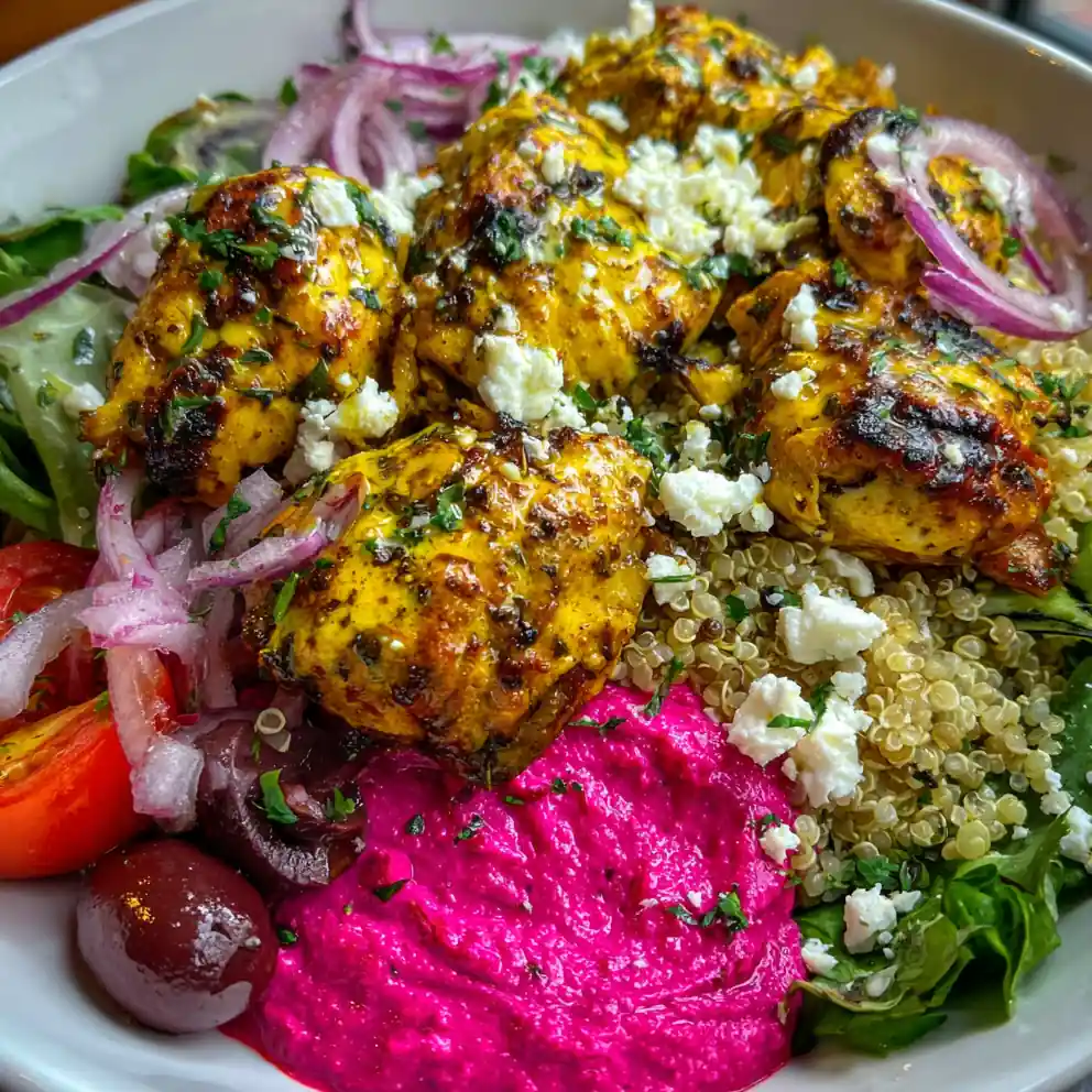 Greek Bowl Recipe Lemon Herb Chicken With Beet Tzatziki Splash 6 greek bowl recipe Lemon Herb Chicken with Beet Tzatziki Splash