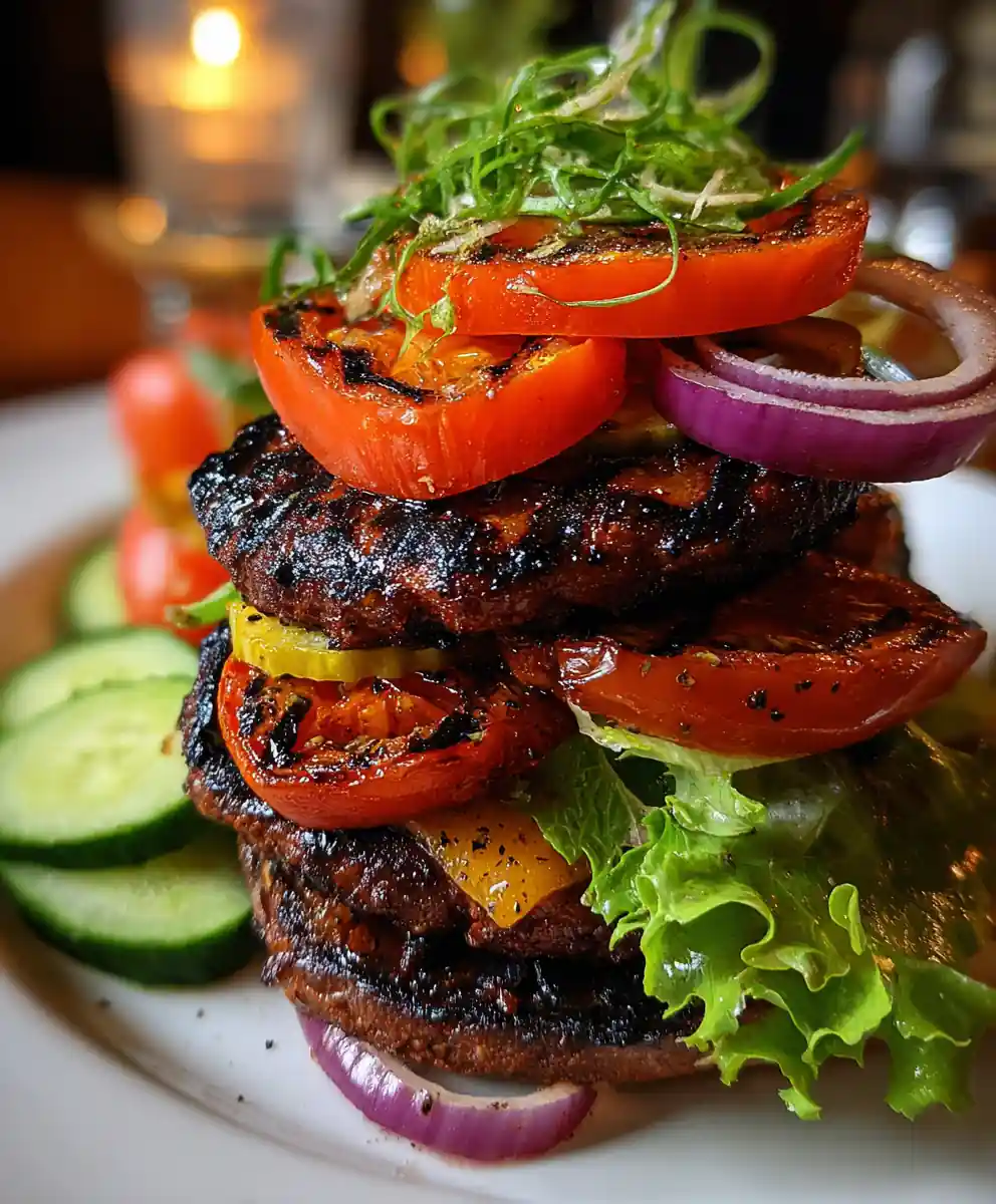 grilled burger recipe Charred Patties With Sunset Tomatoes