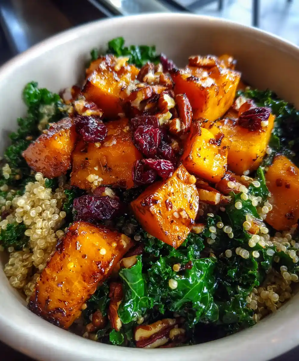 harvest bowl recipe Roasted Squash, Cranberry, and Kale Mosaic