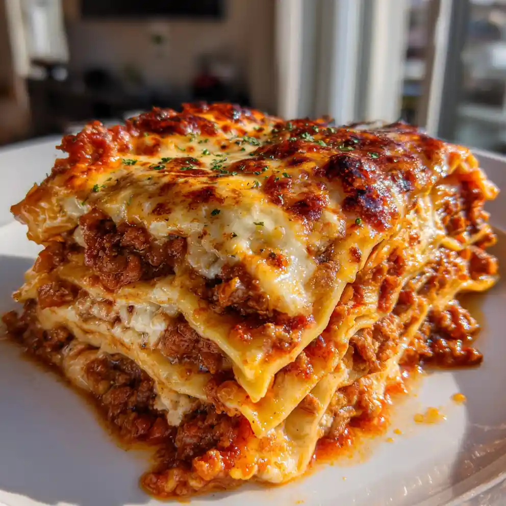 meat lasagna recipe With Ruby Marinara Ribbons