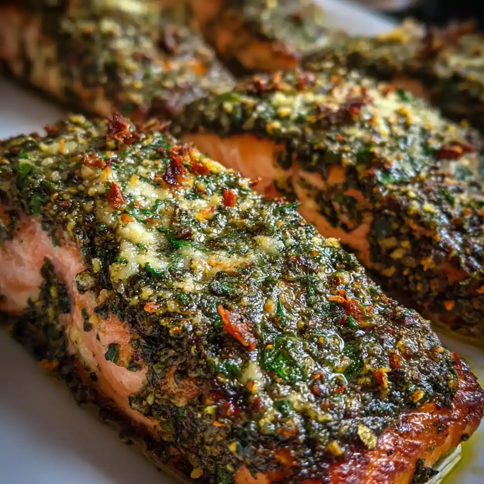 Pesto Salmon Recipe With Emerald Basil Crust 6 pesto salmon recipe With Emerald Basil Crust