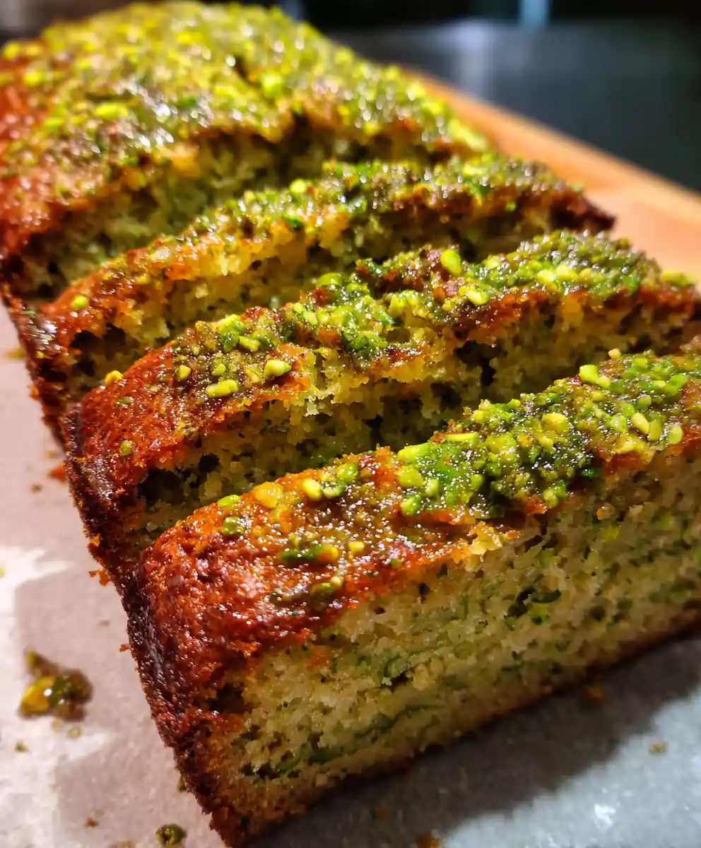 recipe for zucchini bread With Pistachio Matcha Crust