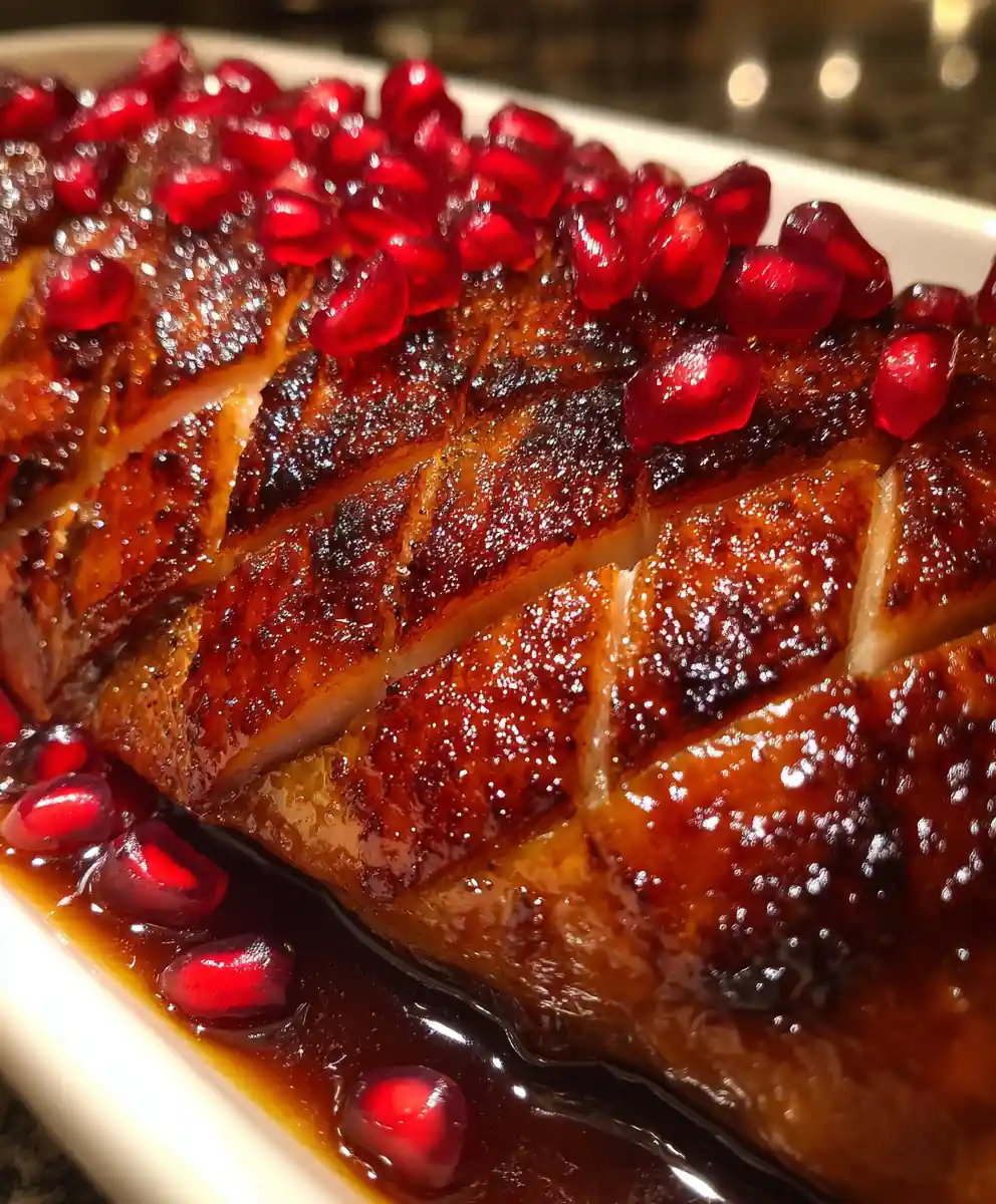 roasted duck recipe Five-Spice Lacquer with Pomegranate Glaze
