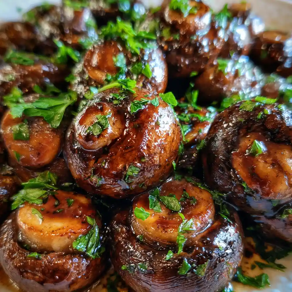 roasted mushrooms recipe Balsamic Gloss With Parsley Green