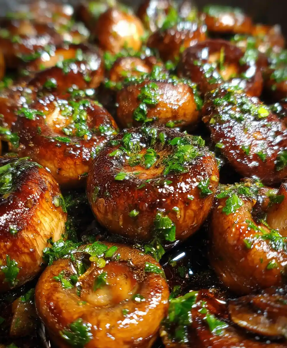 roasted mushrooms recipe Balsamic Gloss With Parsley Green