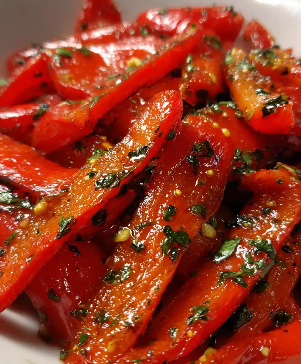 Roasted Red Peppers Recipe Charred Strips With Garlic Herb Oil 7 roasted red peppers recipe Charred Strips with Garlic Herb Oil