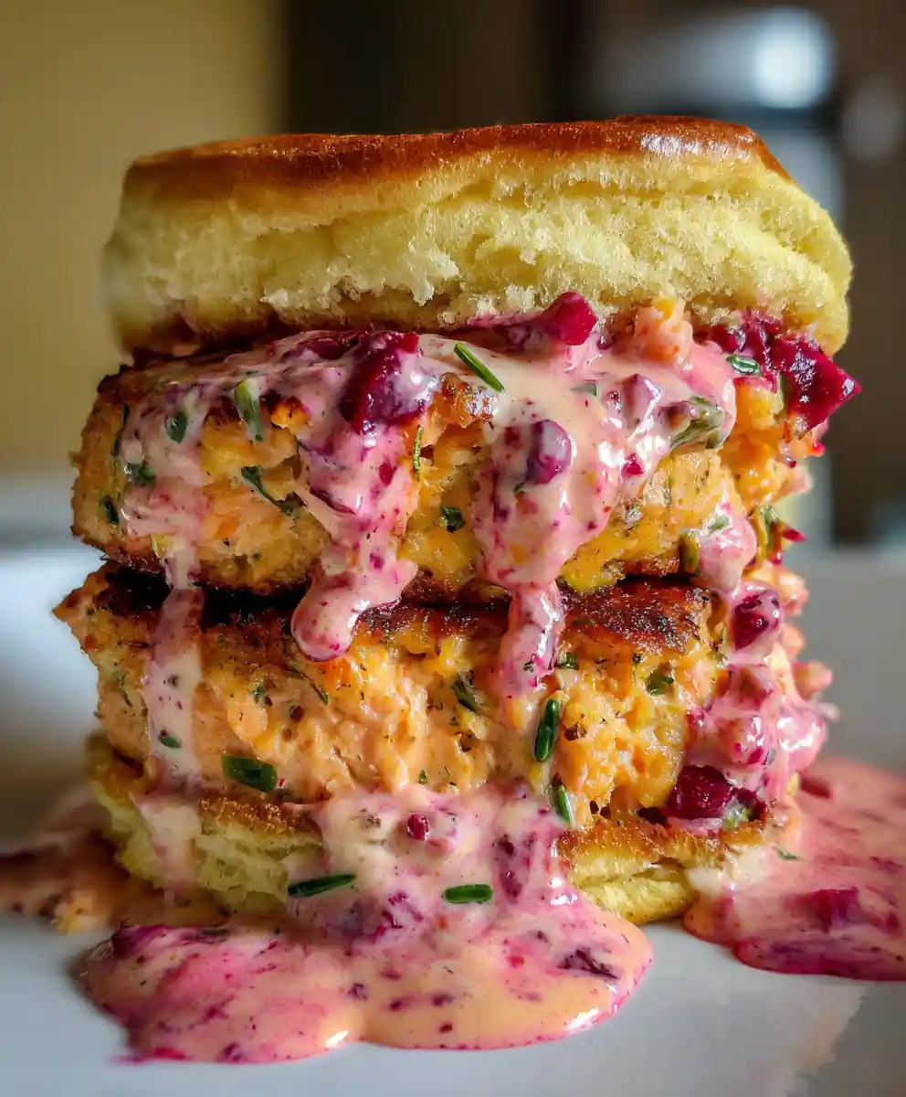 salmon burgers recipe With Beet-Tartar Sauce